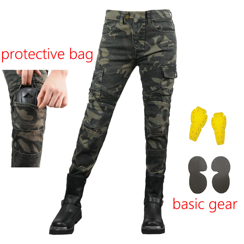 Motorcycle Gear Testing - Pantalones vaqueros de camuflaje para mujer,