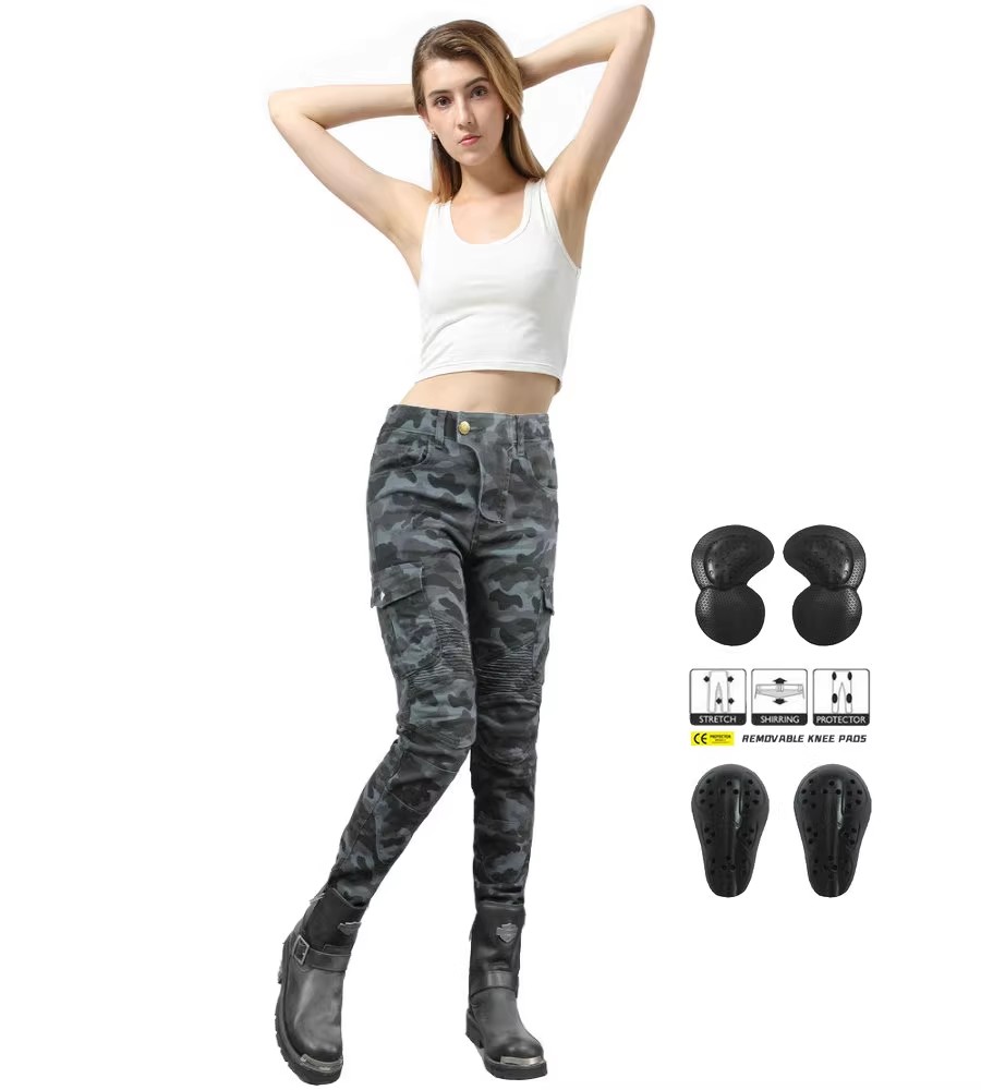 Motorcycle Gear Testing - Pantalones vaqueros de camuflaje para mujer,
