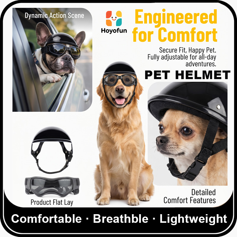 Motorcycle Gear For Dogs - Conjunto de Casco y Gafas para