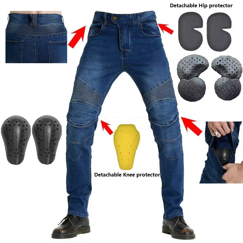 Motorcycle Gear Testing - Pantalones de Motociclista para Hombre, Jeans